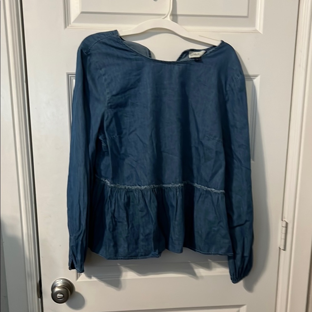 Blue Long Sleeve Blouse